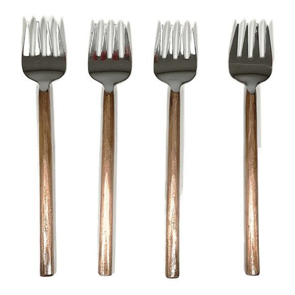 INOX ARTISANS Sundance Table Forks 4 Pc. Set in Copper & Stainless - Picture 1 of 4